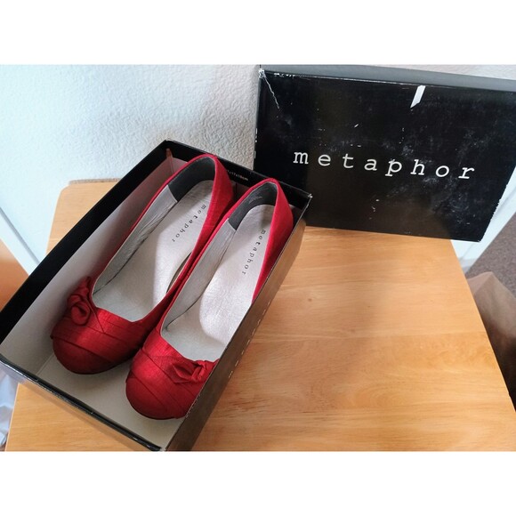 Metaphor Shoes - Blood Red Velvet High Heel Metaphor Women Shoes With Bow